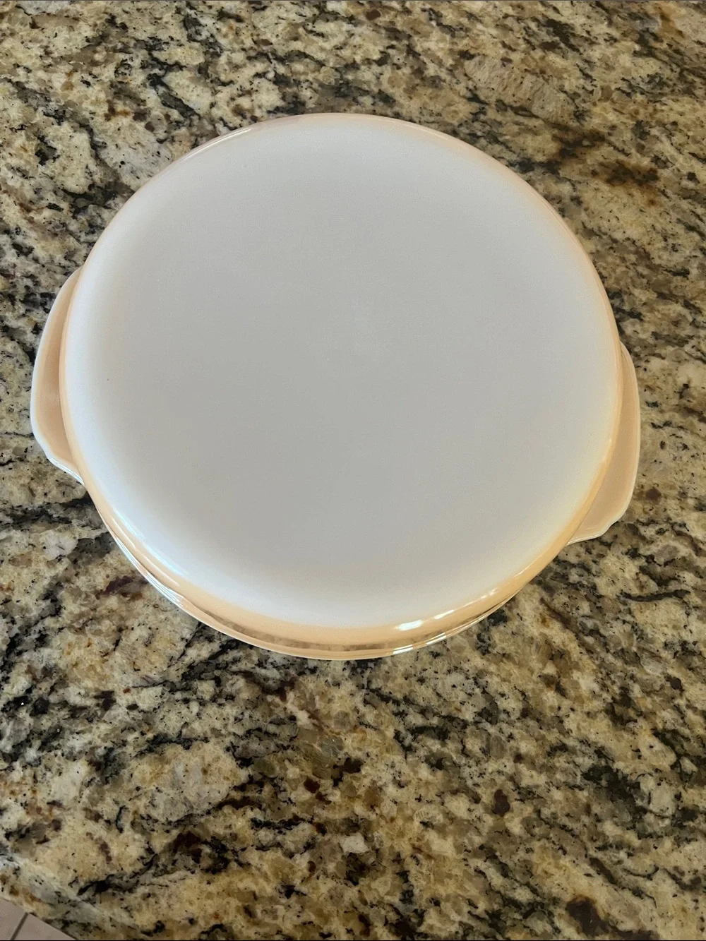 Fire King White and Cream Round Baking Dish with Handles - 8 inches